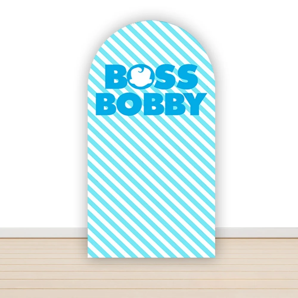 Boss Boy Suit Arch Backdrop Cover Photo Backdrop Boy Baby Shower Birthday Party Arch Blue Stripes Custom Background Decoration