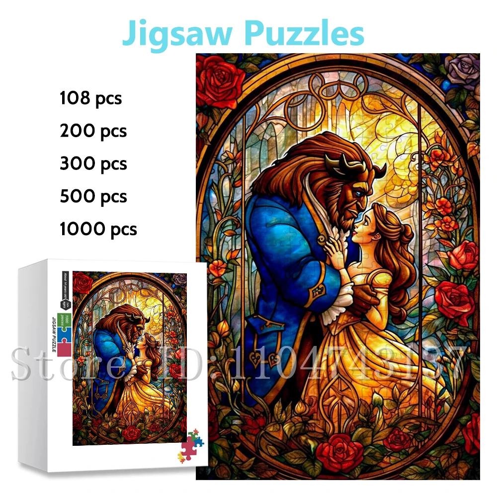 

Пазлы Disney Beauty Nd The Beast для влюбленных, уникальные подарки, мультяшные фильмы, деревянные/бумажные пазлы, игрушки для снятия стресса ручной работы