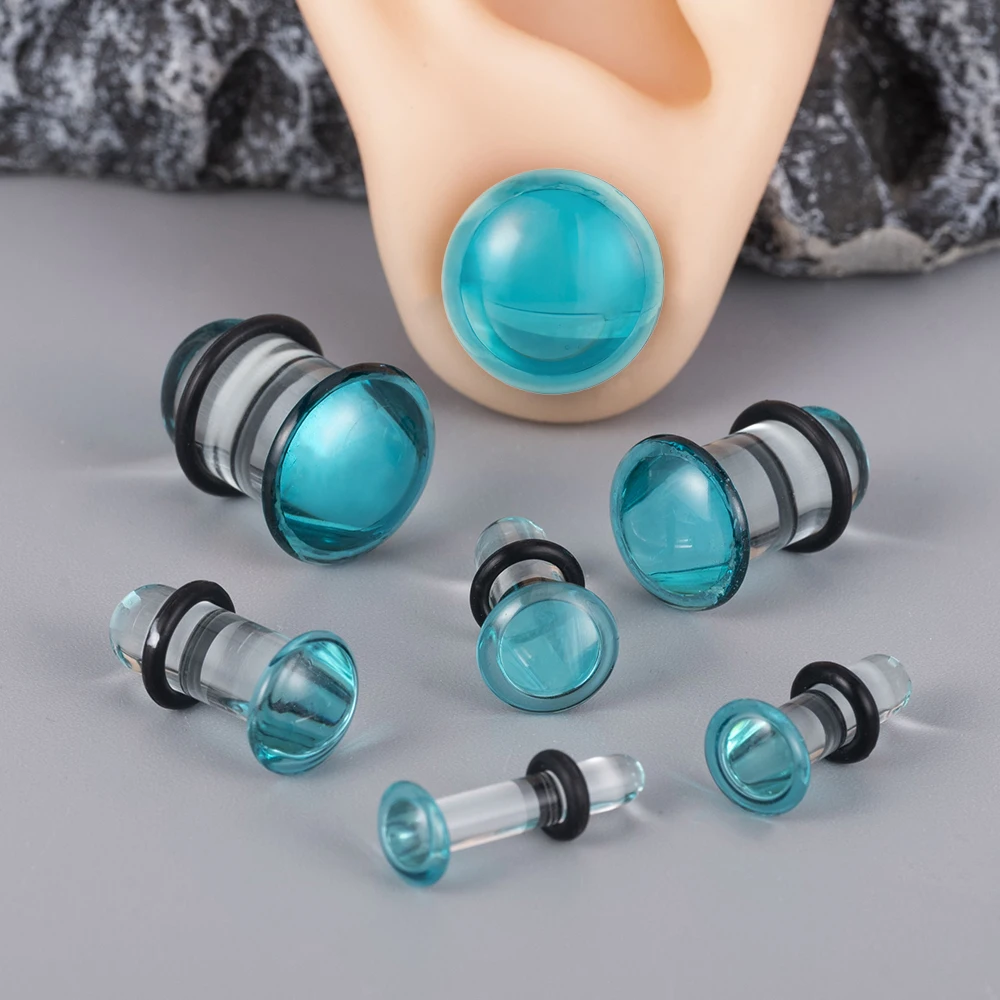 10/16/18pc Glass Ear Gauges Stretching Kit Short Taper Expander Comfy Dead Stretching Plugs with Rubber Rings Crazy Body Jewelry