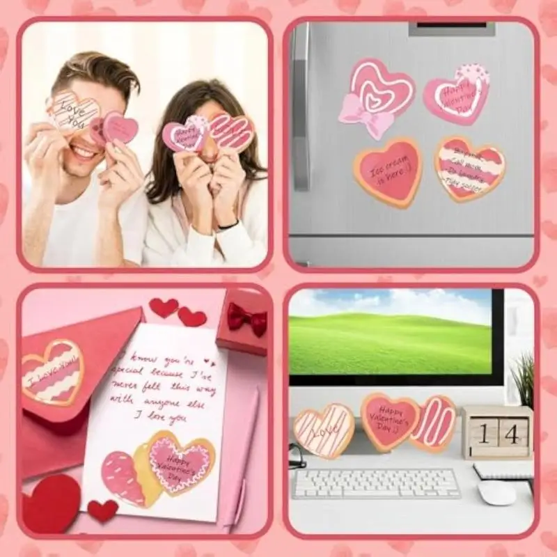 D57D 9pcs Diseños forma corazón corazón Pad Sticking Pad Pad Notes Pad Notas notas