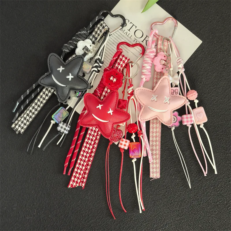 حقيبة على شكل فيونكة بسيطة على شكل نجمة عصرية مصممة خصيصًا / قلادة حبل مضفر / سلسلة مفاتيح