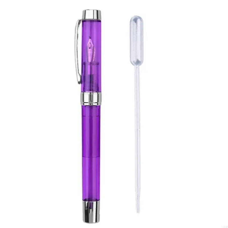 

Y5LB Acrylic Fountain Pen Transparent Pen Barrel Large Capacity Remove to Refill Gift Pen for Students Kids