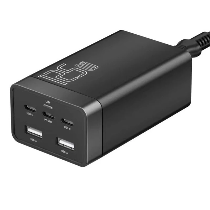 125W Gan Charger Desktop Fast Charger 5-In-1 PD65W Charger For Iphone15 14 13 Pro Max Xiaomi Samsung