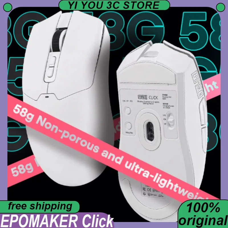 

EPOMAKER Click Esports Mouse Wireless Tri-mode Lightweight 800 to 42000 DPI Adjustable 8K Polling Rate for PC/Mac/Linux PC
