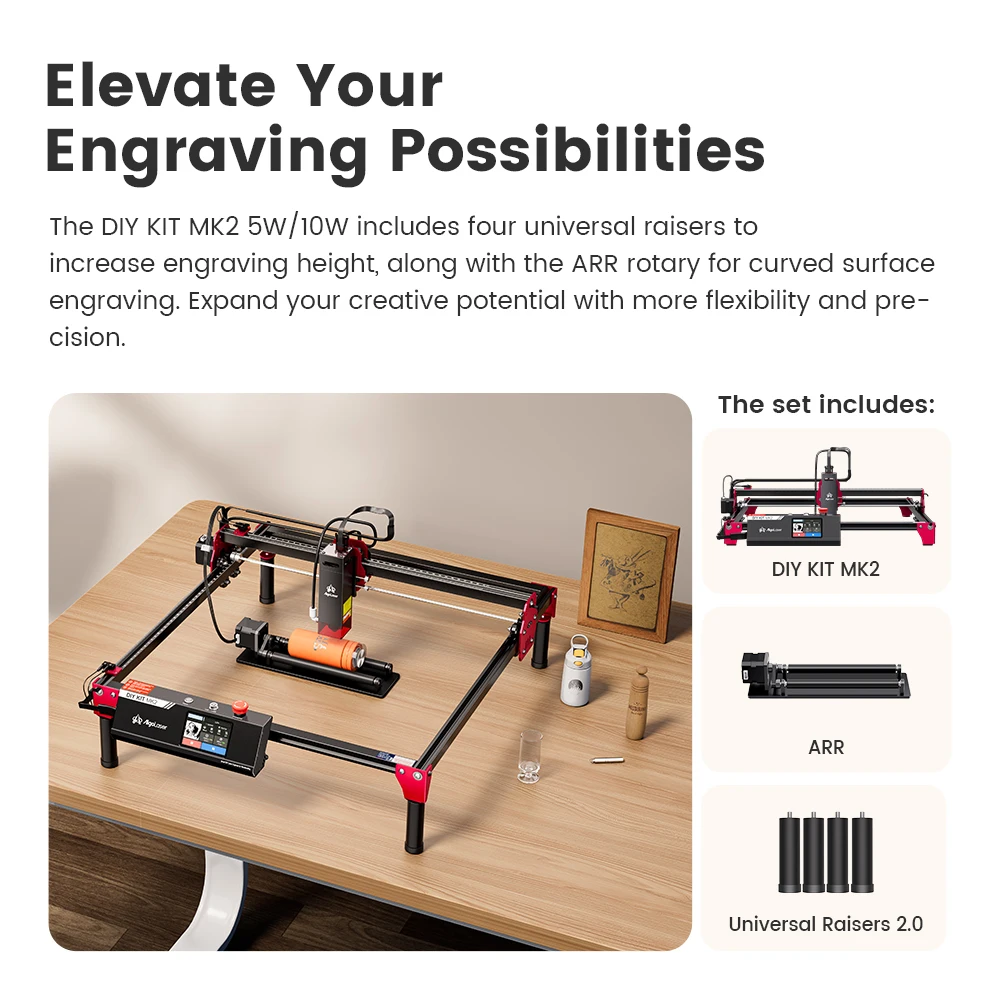 AlgoLaser DIY KIT MK2 10W Laser Cutter & Engraver WiFi & Offline Smart Control Top Choice for Small Business & Efficient Production CNC Engraving Machine for Woodworking & Custom Gifts