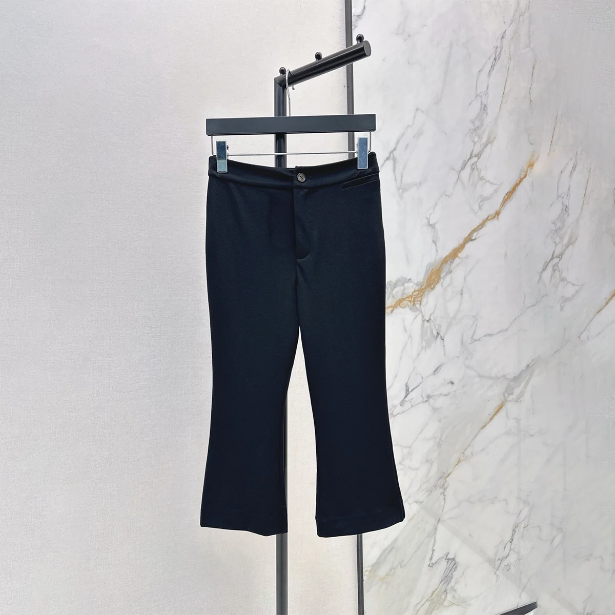 2026 high-quality women's black high waisted seven part micro flared suit pants--hb812