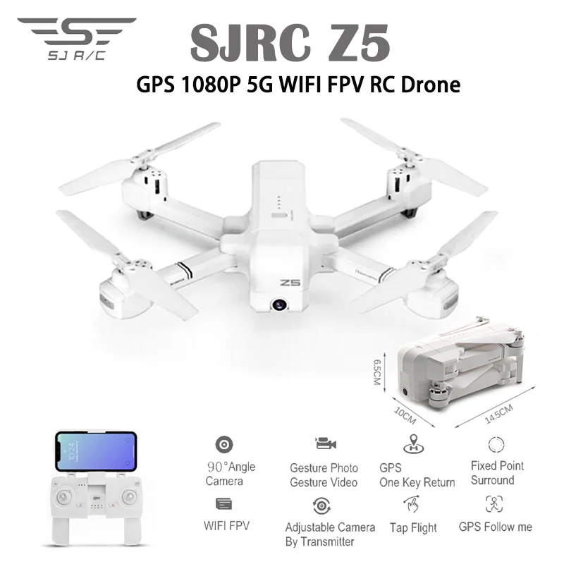 SJRC Z5 RC Drone RTF z 5G WiFi FPV 1080P kamera Profissional Selfie składany optyczny przepływ Quadcopter vs XS809 B5W JJPRO X5 F11