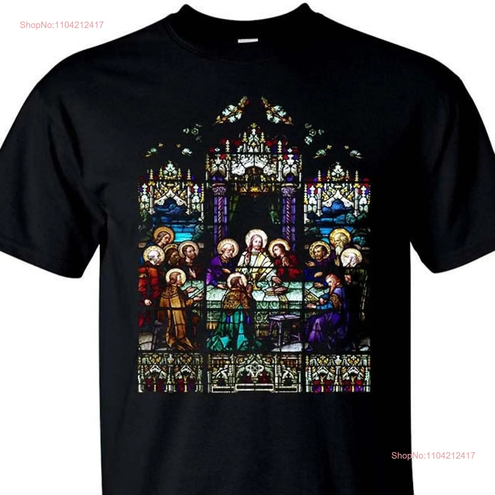 Stained Glass Last Supper DTG PRINT Men T Shirt S M L XL 2XL 3XL 4XL 5XL long or short sleeves