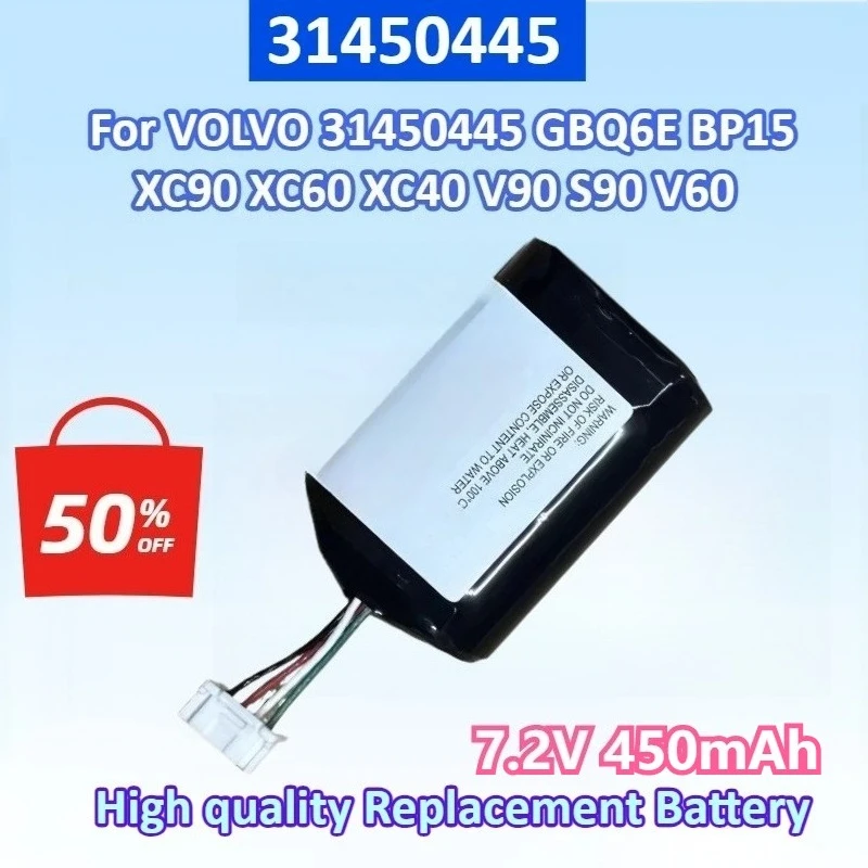 Newly 7.2V 450mAh Battery for VOLVO 31450445 GBQ6E BP15 Volvo XC90 XC60 XC40 V90 S90 V60  Replacement VCM Gateway S/N:P0839AREV