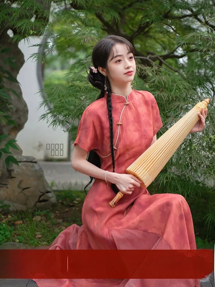 

Новое китайское платье Nanfeng Valley Original Design: улучшенная модель для повседневной носки, с широкой юбкой-клеш, длинное.