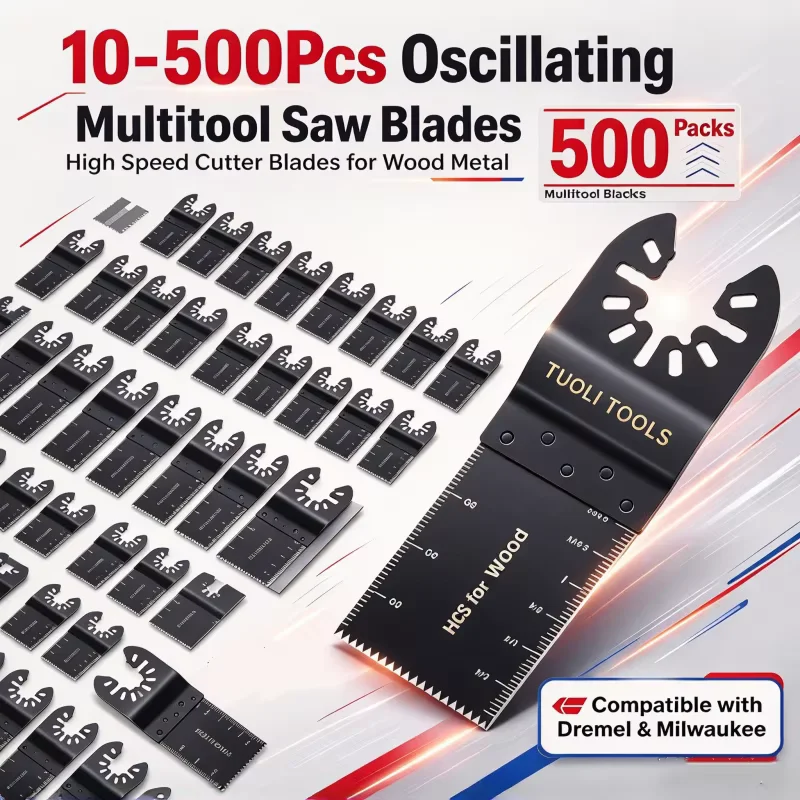 1-500Pcs Multitool Cutting Blades, 34mm Oscillating Saw Blades Set for Wood Metal, Fits Dremel Milwaukee Renovator