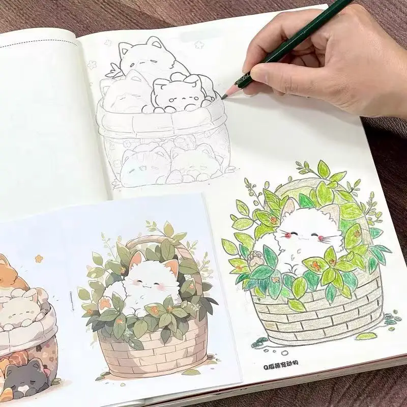 Cute Animals Manga Tracing & Drawing Book 48 Pages Beginner-Friendly Cartoon Sketching Workbook with Coloring Reference Guide