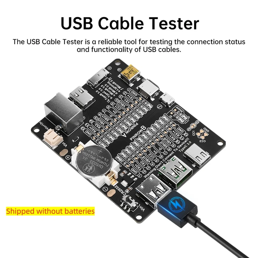 USB Cable Test Board, Type-C, Micro-A and Micro-B Cable Charging Test Module with LED Indicator, Cable Testing Tool