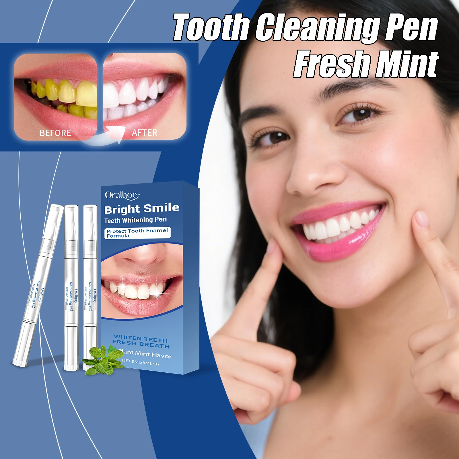 قلم تنظيف الأسنان التنظيف العميق يزيل بقع الأسنان بشكل فعال الأسنان الصفراء التنفس المنعش أدوات العناية بصحة الأسنان اليومية 3 مللي × 3