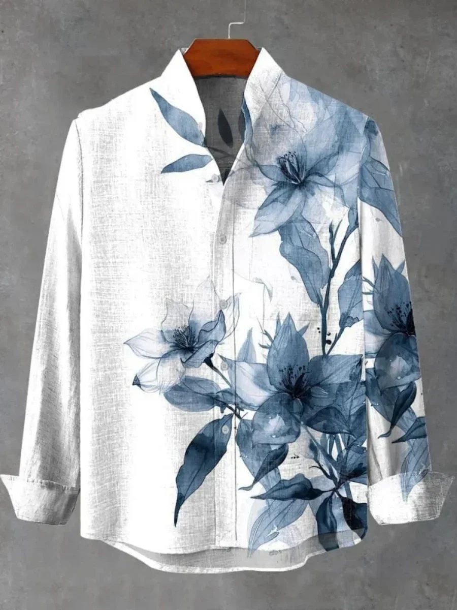 

New Spring and Autumn Men's Long Sleeve Shirt 3D Pattern Printed Spring and Autumn Fashion Casual Long Sleeve Shirt