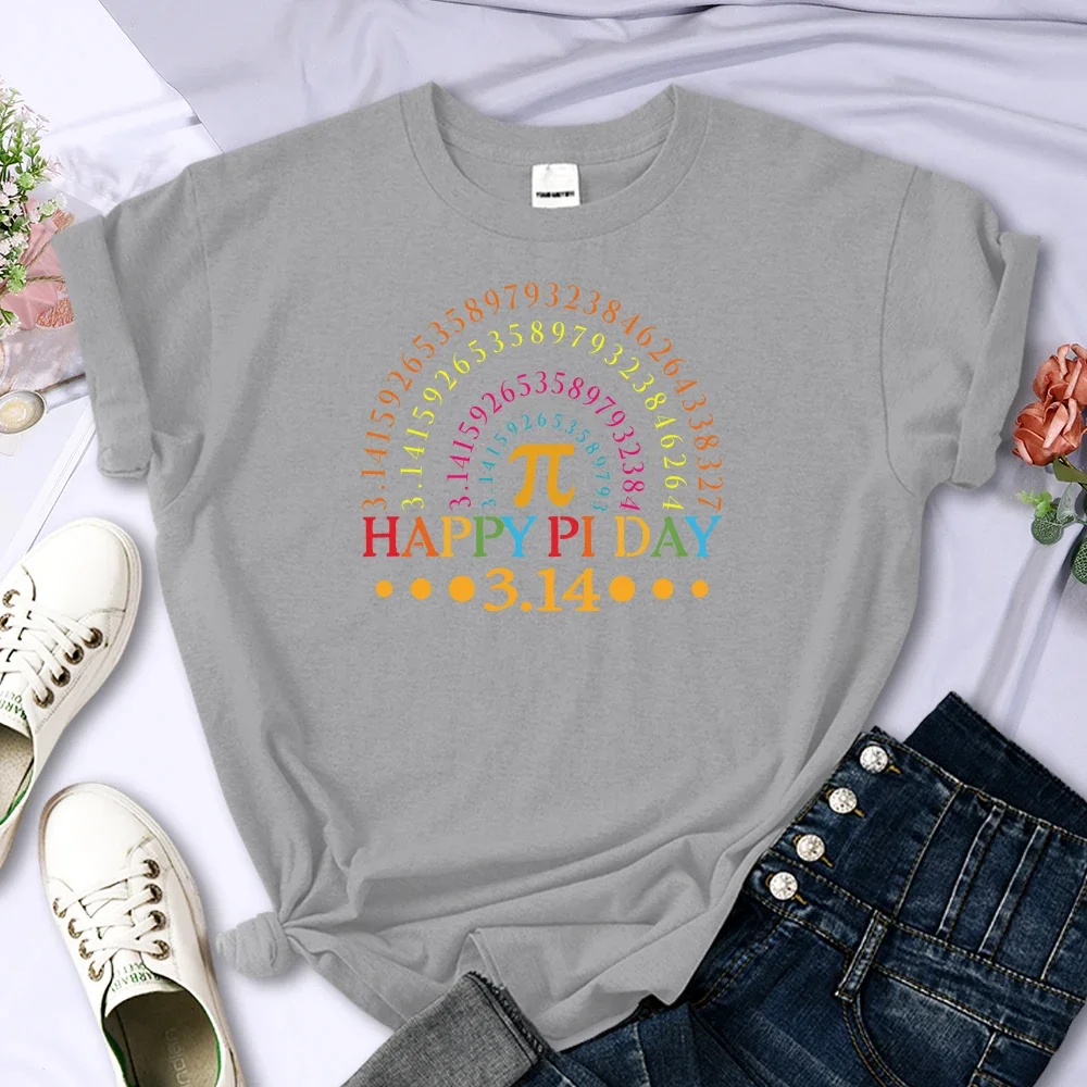 سعيد بي يوم 3.14 الرياضيات الرياضيات المعلم قوس قزح الطباعة امرأة تي شيرت مريح الإبداع بلايز عادية المرأة تي شيرت