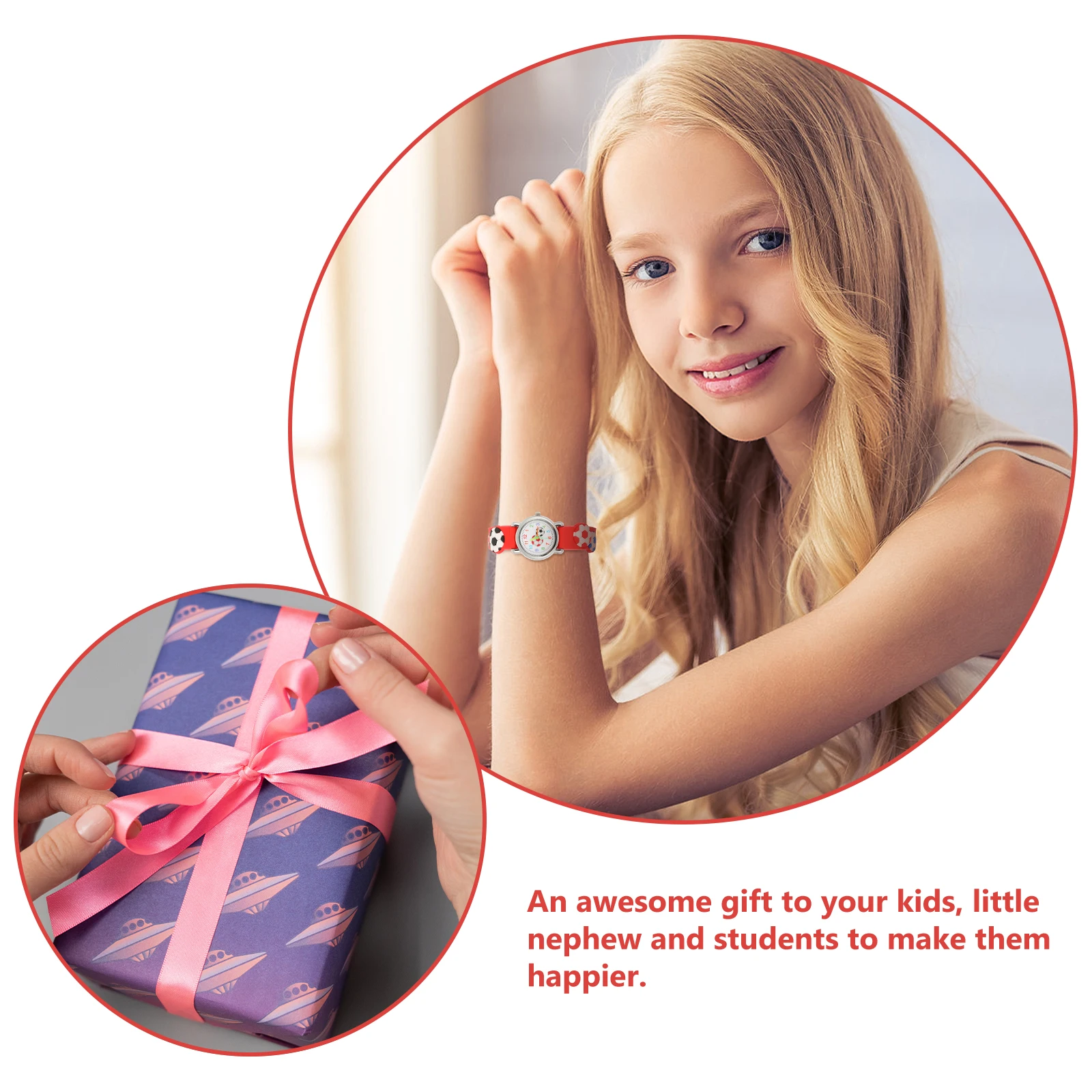 Elegante orologio sportivo per bambini Design con pallone da calcio Orologio da polso durevole per cartoni animati Regalo per bambini Ragazzi Ragazze Orologio da apprendimento Comodo