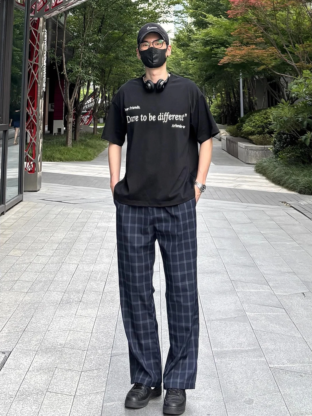 

Lightweight Breathable Qui Dry Ice Silk Plaid Pants Men Summer Straight Leg Casual Trousers Slim Fit American Sle