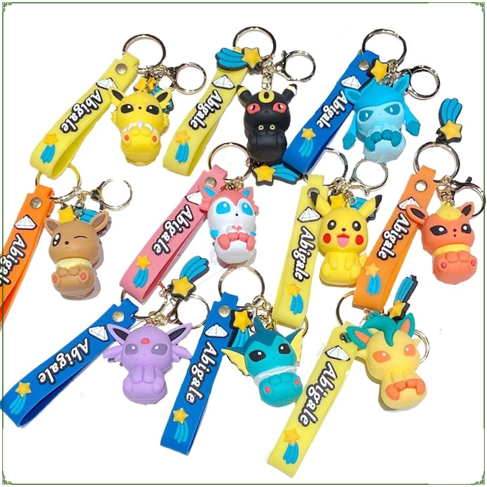 

Wholesale Cartoon Cute Pikachu Keychains Fashion Schoolbag Pendant Keyrings Motorcycle Key Chains Accessories Kids Hobbies Gifts