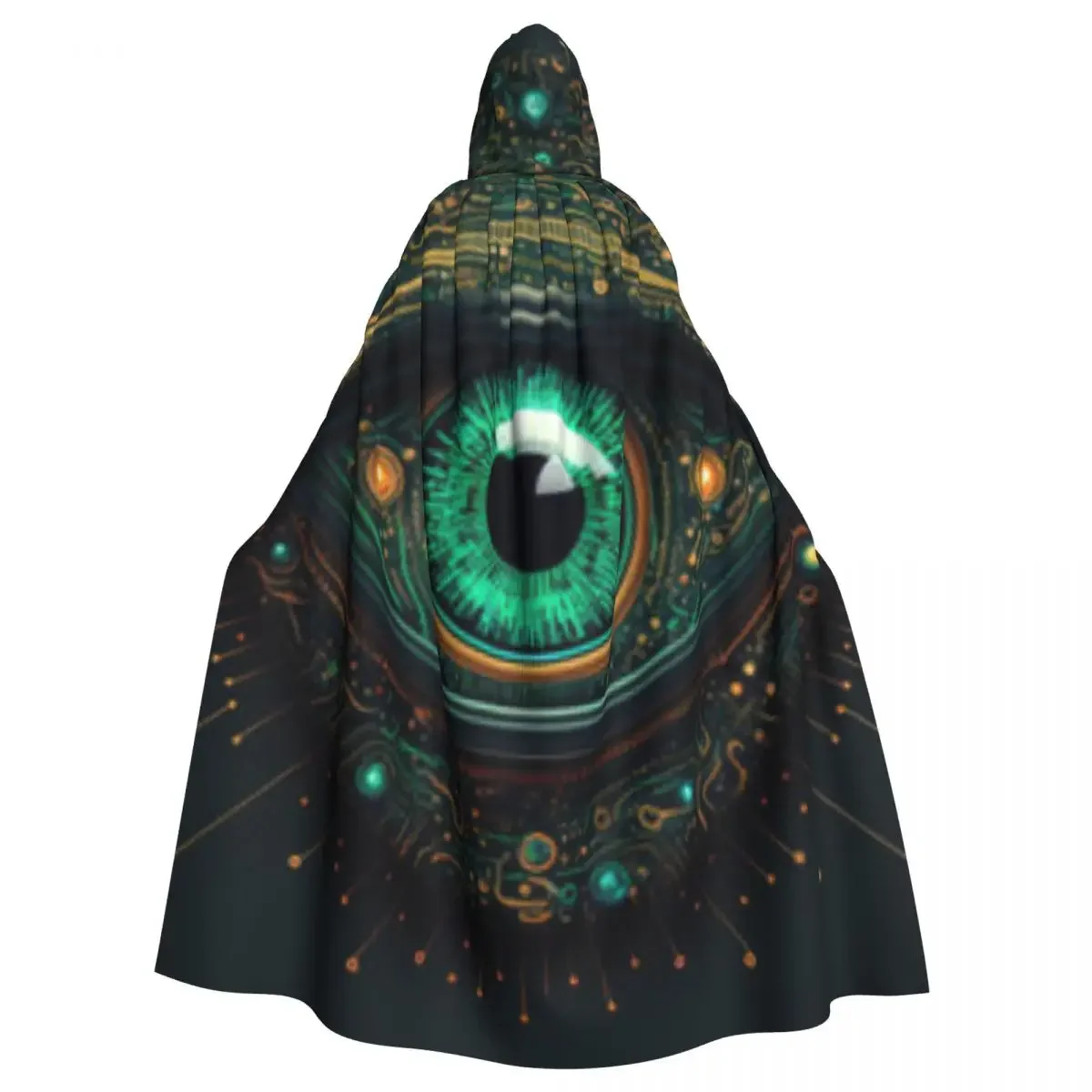 Abstract Eyeball Analysis Hooded Cosplay Costume Halloween Adult Long Party Cape