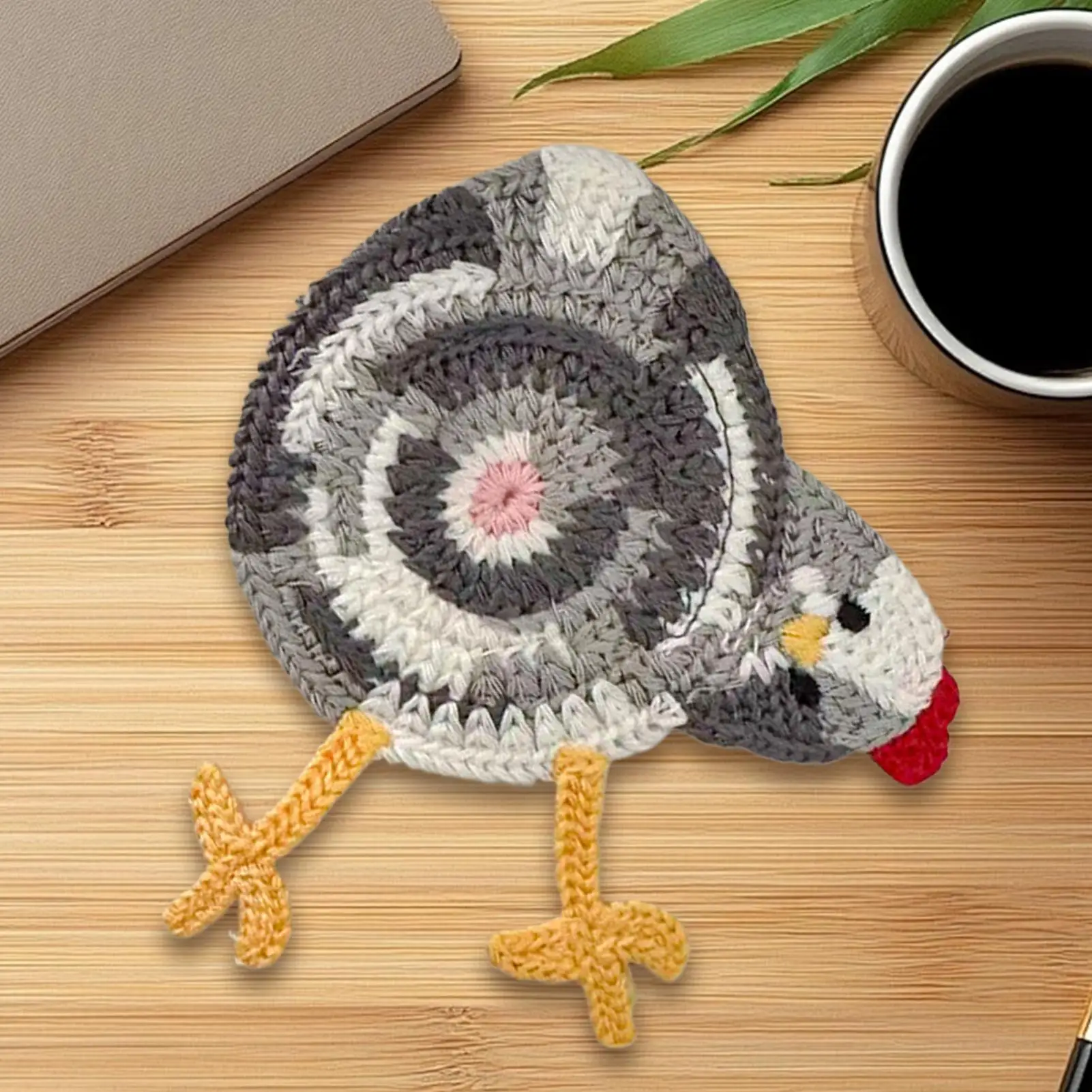 Chicken Coasters Heat Resistant Absorbent Drink Coaster Crochet Style Placemats for Kitchen Table Desk Bar Coffee Cup Home Decor