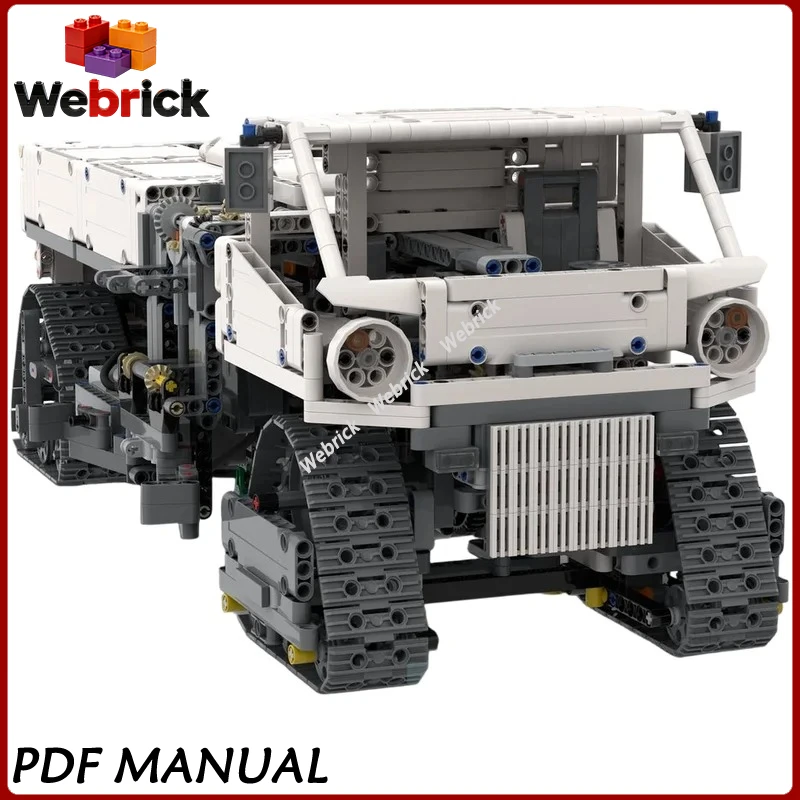 Tracked Sanitation Garbage Truck MOC Building Blocks City Side Loader Waste Vehicle DIY Assembly Toy For Desktop Collection Gift