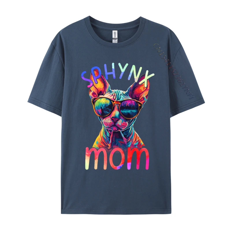 Sphynx Cat Mom Colorful Art Sphynx Cat Design Top T-shirts Tops & Tees 2024 New Fashion Cotton Camisa Tops Tees Cool Men