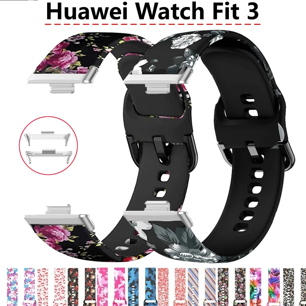 Printing Rubber Strap for Huawei Watch Fit 3 Strap Replacement SmartWatch Wristband Bracelet correa Huawei watch fit3 watc band