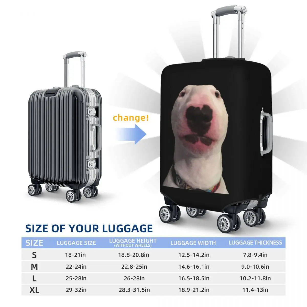 Custom Bull Terrier Dog Funny Meme Luggage Cover Fashion Suitcase Protector Covers Suit For 18-32 inch