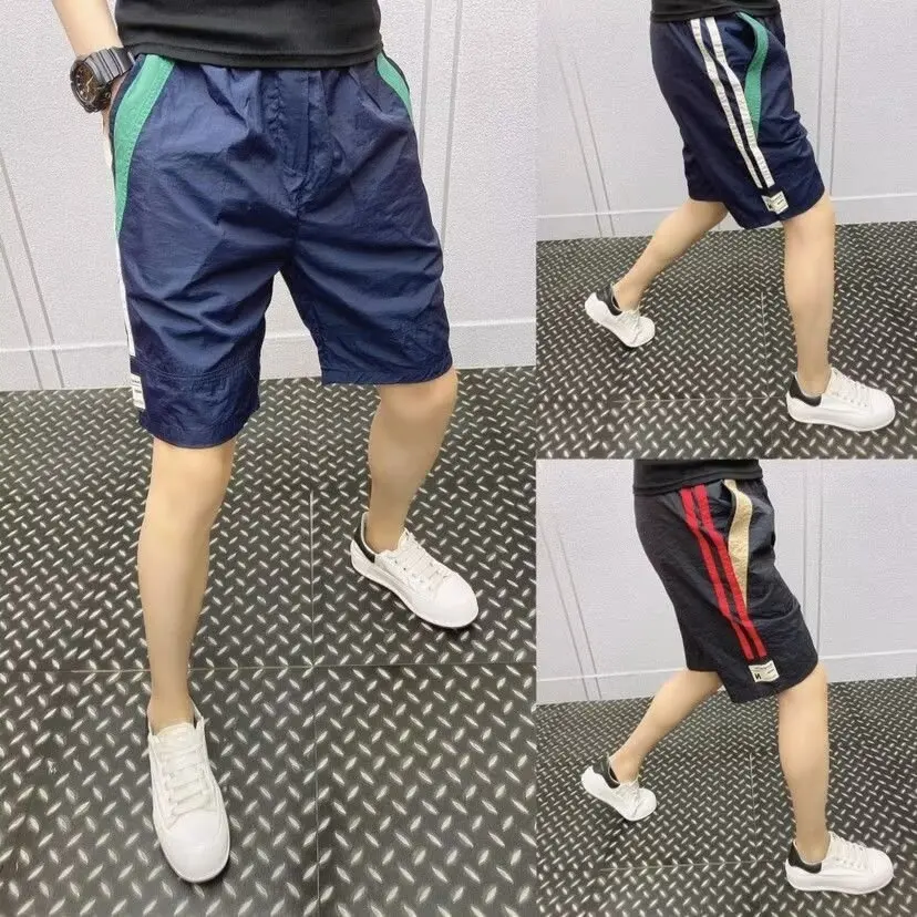 

Мужские лыжи из ледяного шелка, летняя повседневная пляжная одежда длиной пять четвертей, Qui Dry Youth Faion, свободная посадка, прямые брюки, против морщин