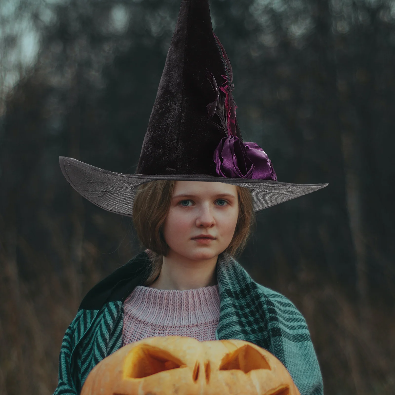 

Halloween Witch Hat Costume Party Cosplay Accessory Soft Comfortable Wide Brim Cloth Hat For Halloween Festival Decoration