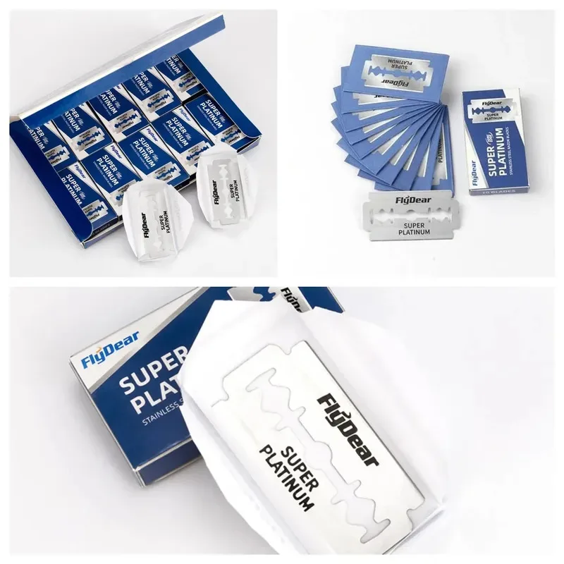 10/20/30/40/60blades Stainless Steel Razor Blade Old-Fashioned Manual Double-Sided Razor Blade Hairdressing Barber Shop Tools