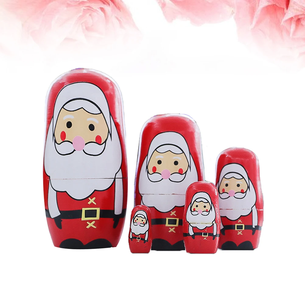 

Decorations Santa Nesting Wood Russian Stacking Toys Wooden Christmas