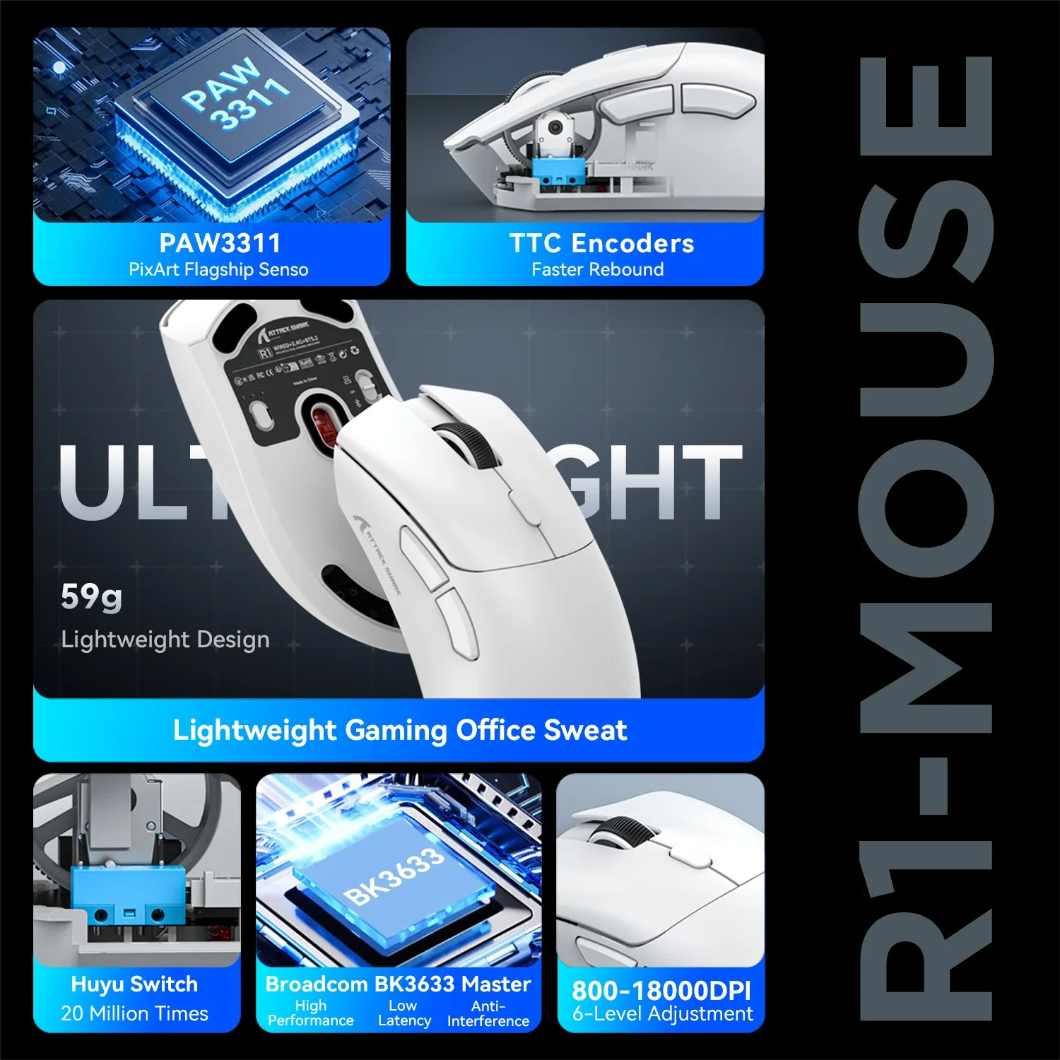 Mouse Gamer Sem Fio R1 ATTACK - Esports Essential Gaming Pc avaliação e preço