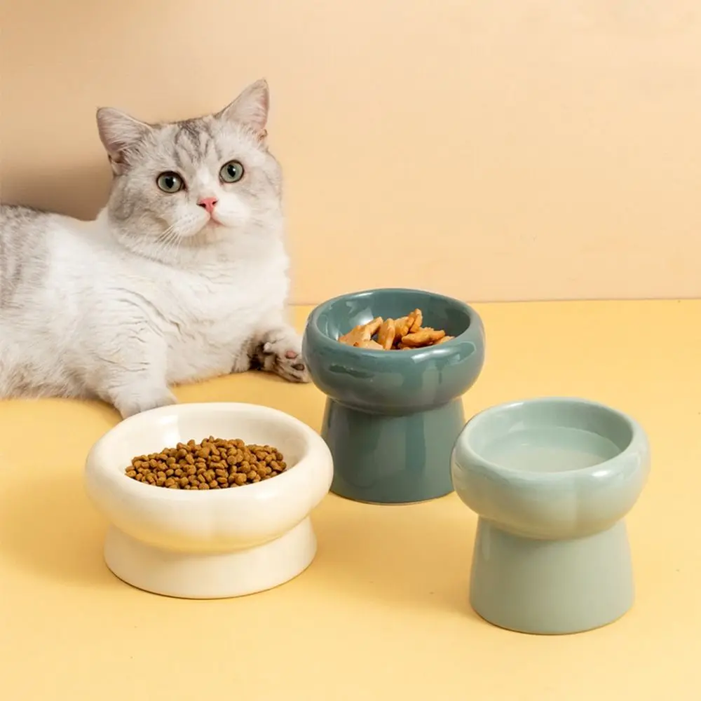 Ceramic Cat Bowl Petal Shaped Pet Anti Overturning Bowl Dog Food Bowl Animal Accessories