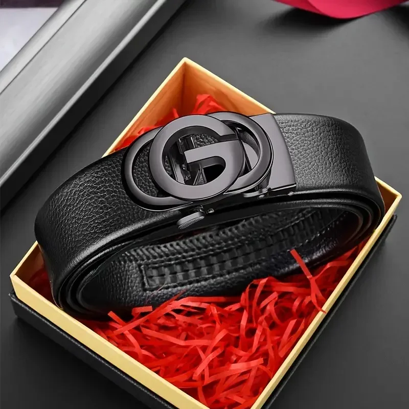 

New Business Men's Belt Metal Buckle and Black Cowhide Daily Versatile Suit Fashion Trend Classic Casual High Quality Men's Belt