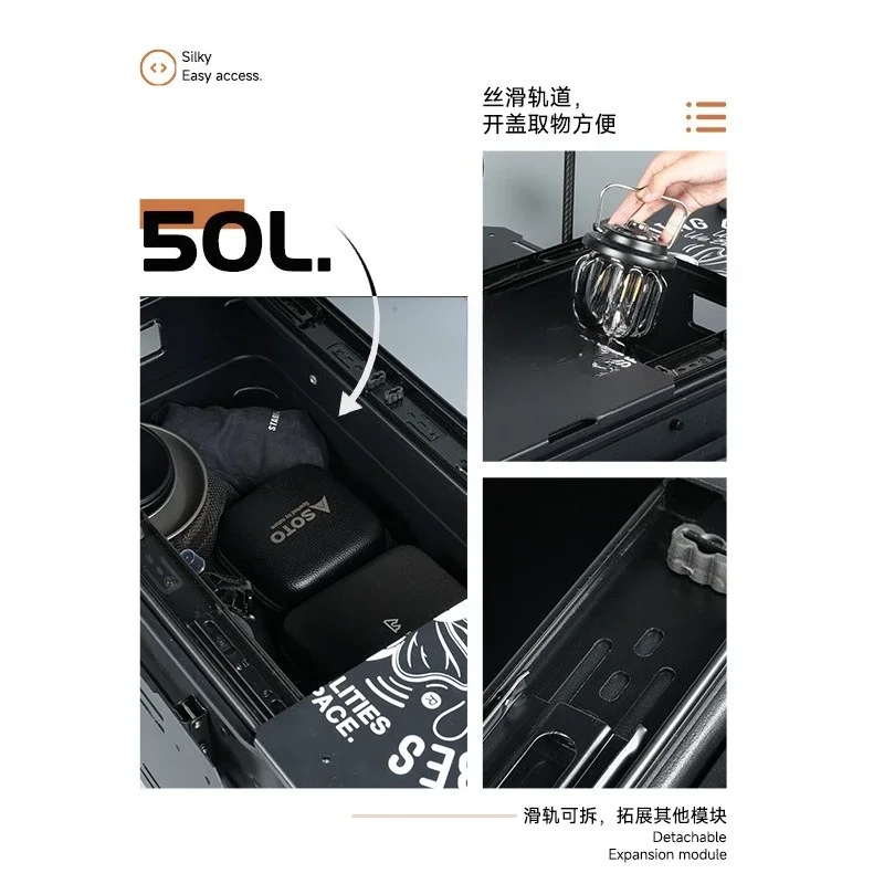Tan 50 Beach Camp Camper Camping Trailer Outdoor Hand Pull Truck Tank Wheel Aluminum Storage Box