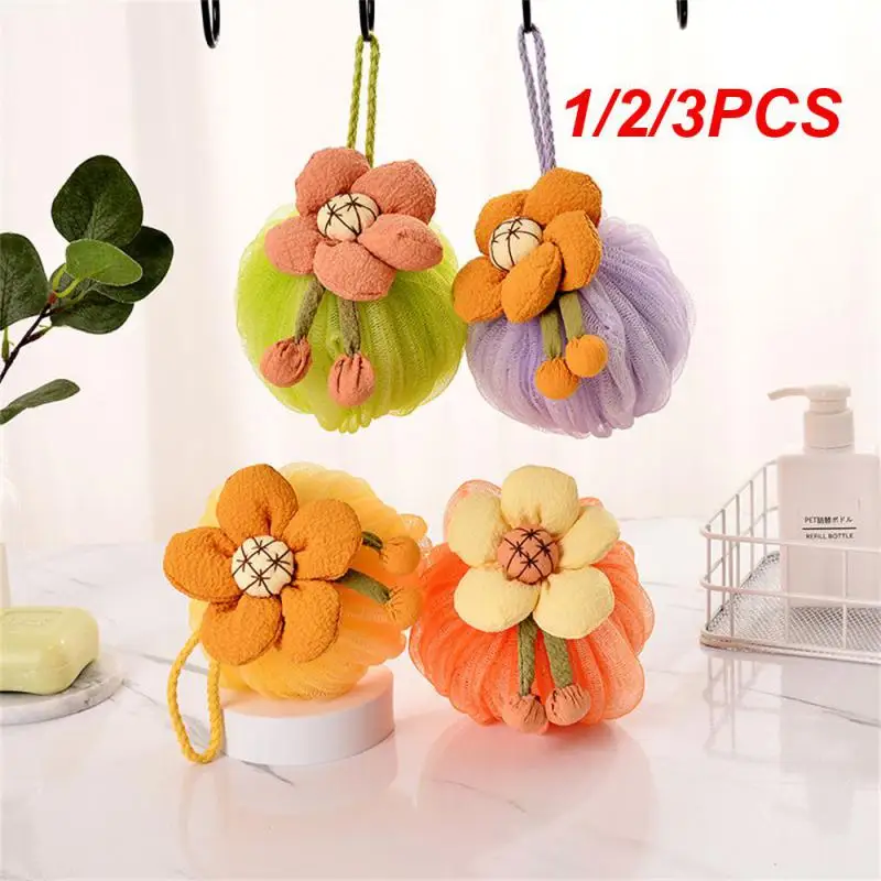 1/2/3PCS Explosion Dried Flower Bath Ball Essential Oil Cleaning Bath Sponge Wisp For Body Ice Bath Bubble Nylon Scrubber