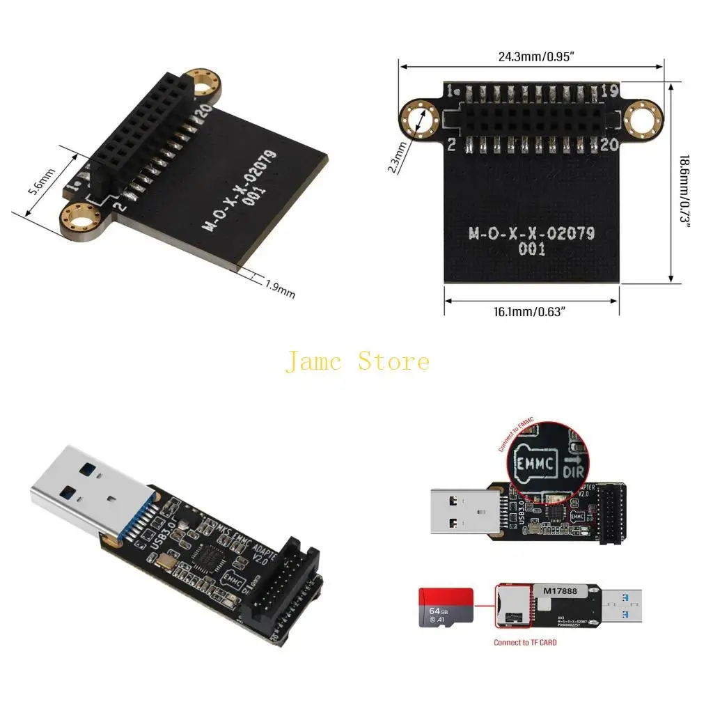 

LX0B MKS EMMC Adapter V2 USB3.0 Card Reader for EMMC Module and Memory Card Fast