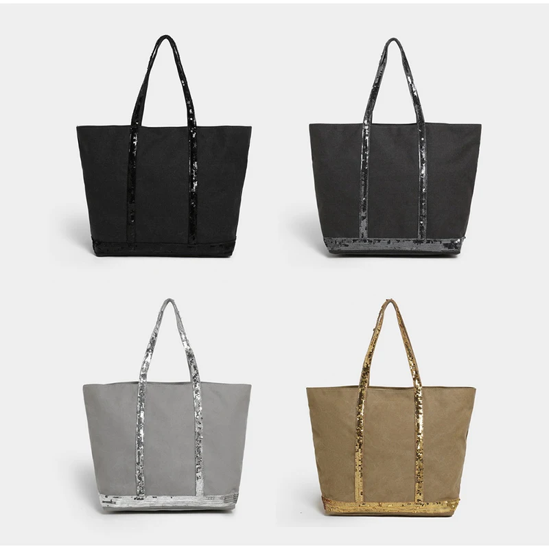 خمر قماش المرأة حمل حقيبة العلامة التجارية سعة كبيرة التباين الترتر عالية الجودة حقيبة يد للجنسين السفر حقيبة ساعي الكتف #5