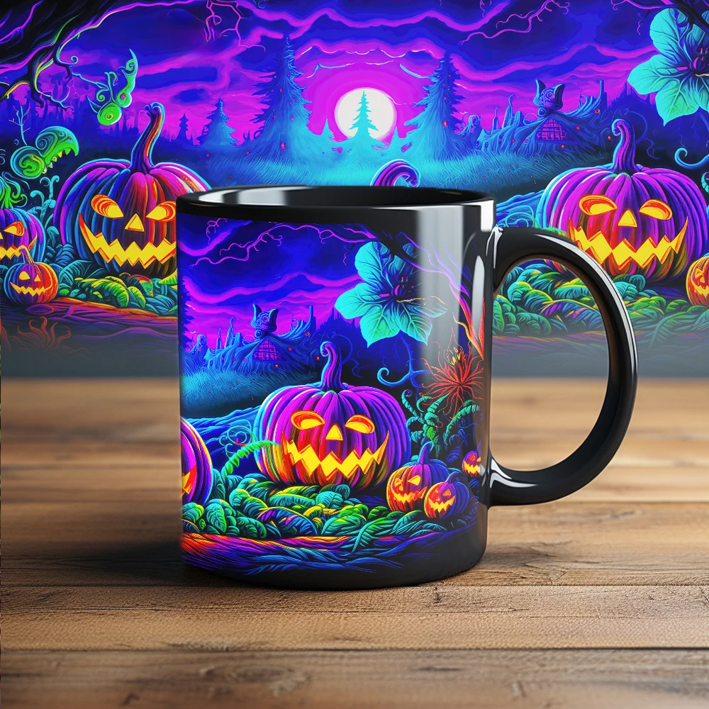A little Black cat Mug Halloween Theme Ceramic Mug home beer mug University dormitory drinking water cup image 4
