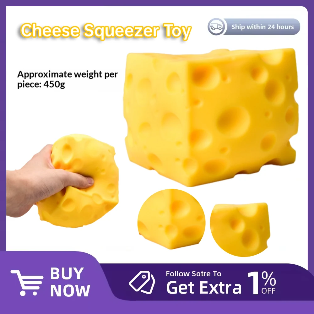 

Большой кубик сыра для снятия стресса, медленно восстанавливающий форму, сенсорная игрушка-антистресс ASMR, подарок для офисных работников