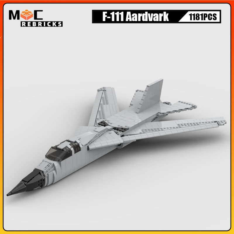 Décennie s de construction MOC de bombardier stratégique Aardvark, série de combattants militaires, F-111 américain, arme WW2, modèle d'avion, briques, jouets pour enfant