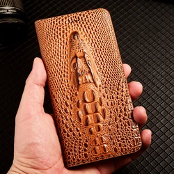 Crocodile Head Genuine Leather Flip Case For Samsung Galaxy A04 A14 A24 A34 A54 A05 A15 A25 A35 A55 A06 A16 A26 A36 A56 Cover