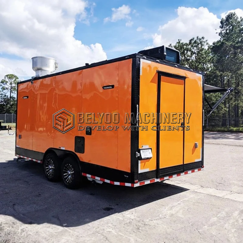 Belyoo Affordable 14ft Fully Equipped Food Truck USA Customized Food Trailer With Full Kitchen Equipments