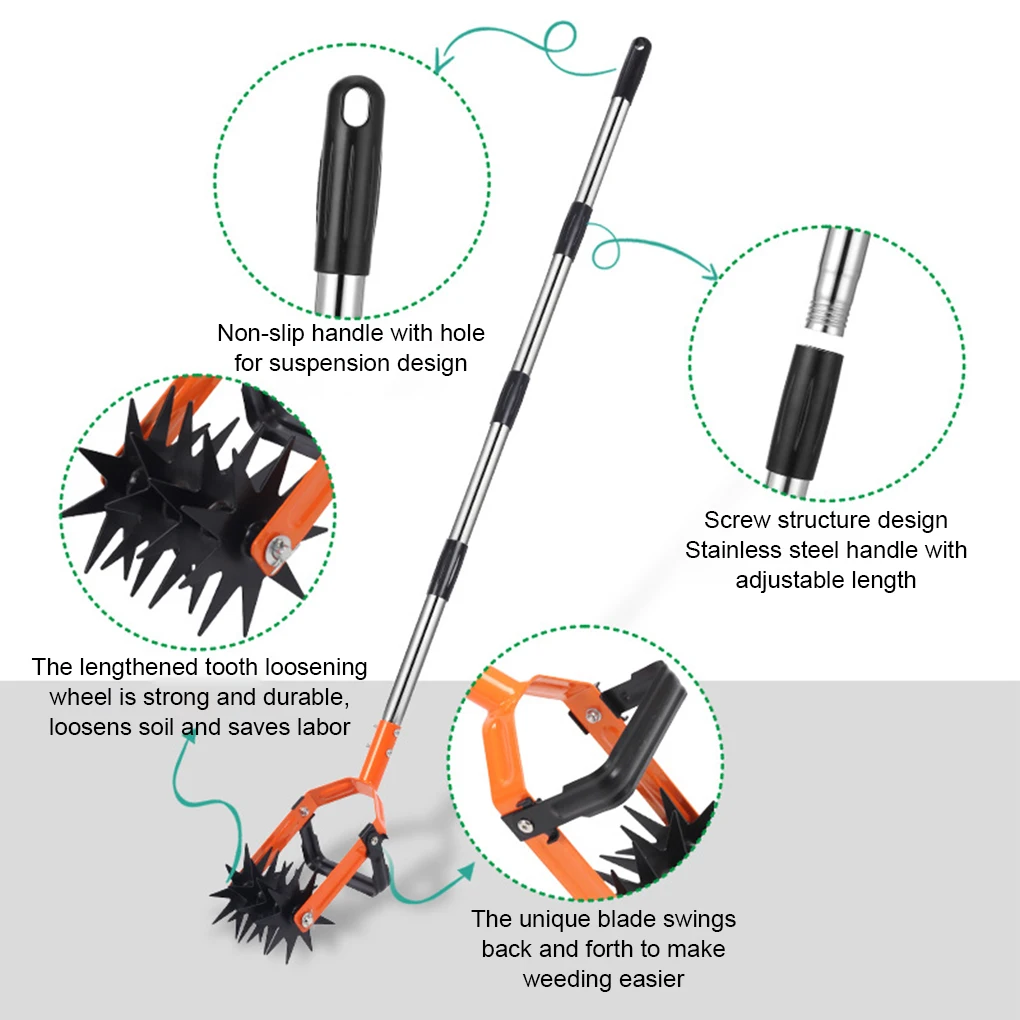 

Hand Tiller Garden Tool Hand Steel Tiller Cultivator Garden Tool Heavy Duty Hard And Soft Soil Loosener With Non-Slip Handle For