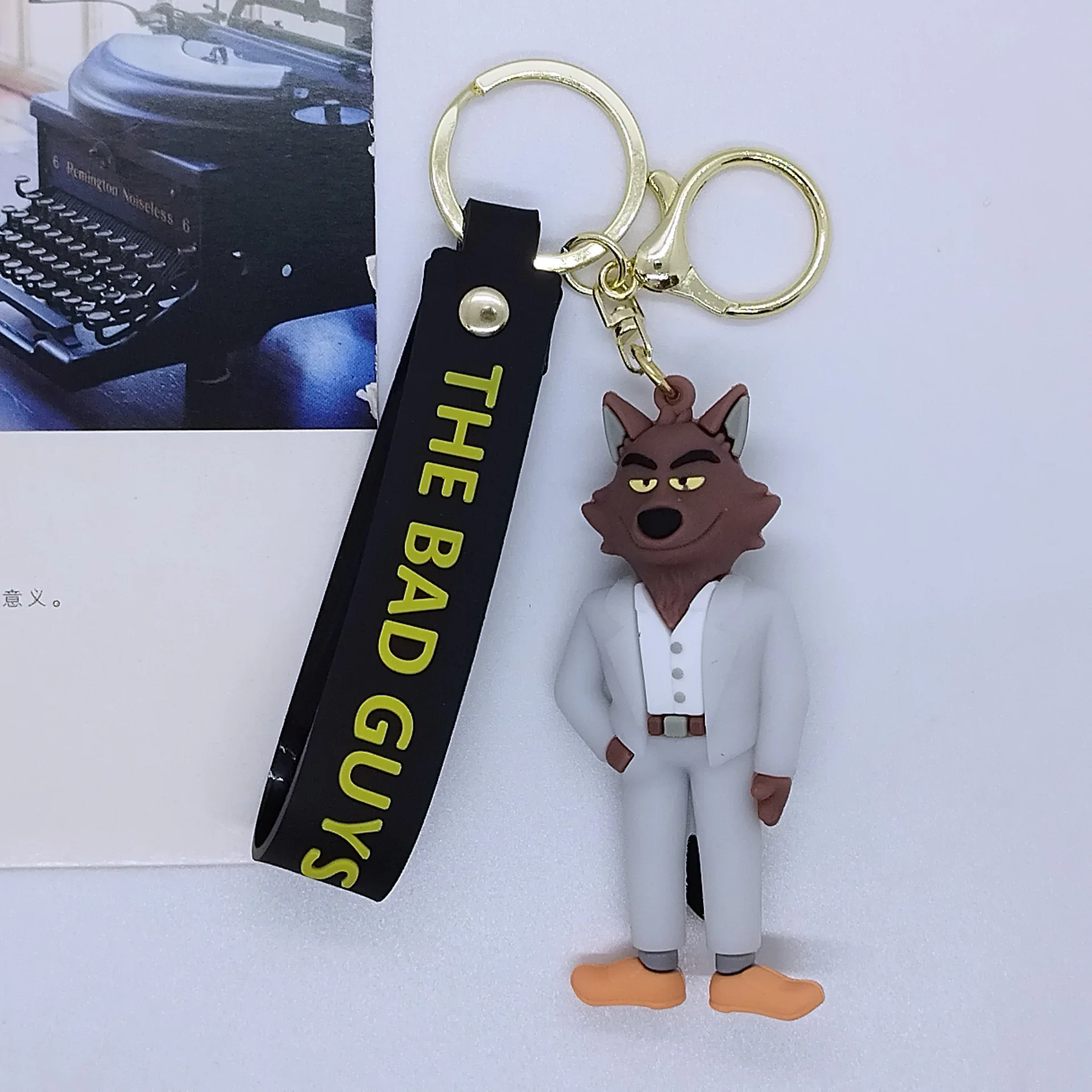 Bad Guyes 시리즈 키 체인 뜨거운 영화 늑대 Foxington Webs 자동차 열쇠 고리 공룡 모델 배낭 장식 재미 있은 생일 선물