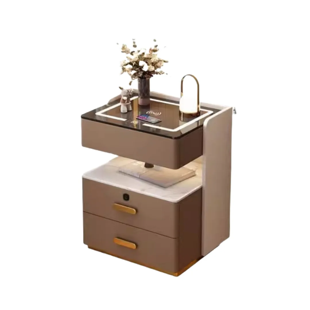 

Smart bedside table, household bedroom multi function storage cabinet