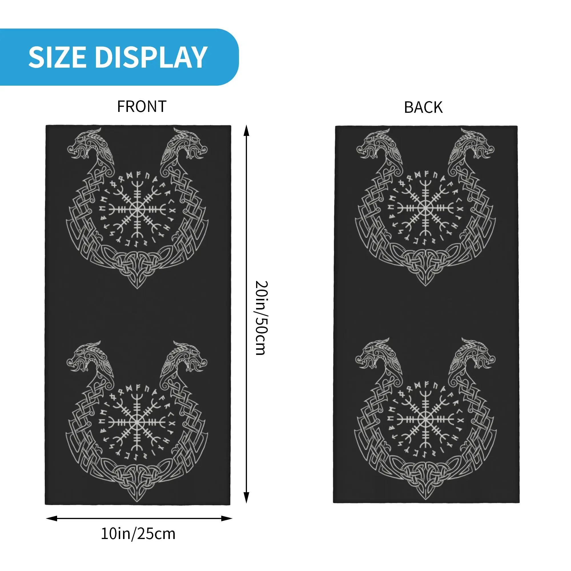 Viking Helm of Awe Bandana Neck Gaiter for Hiking Running Men Women Wrap Scarf Norse Compass Headband Warmer Face Scarf Cover