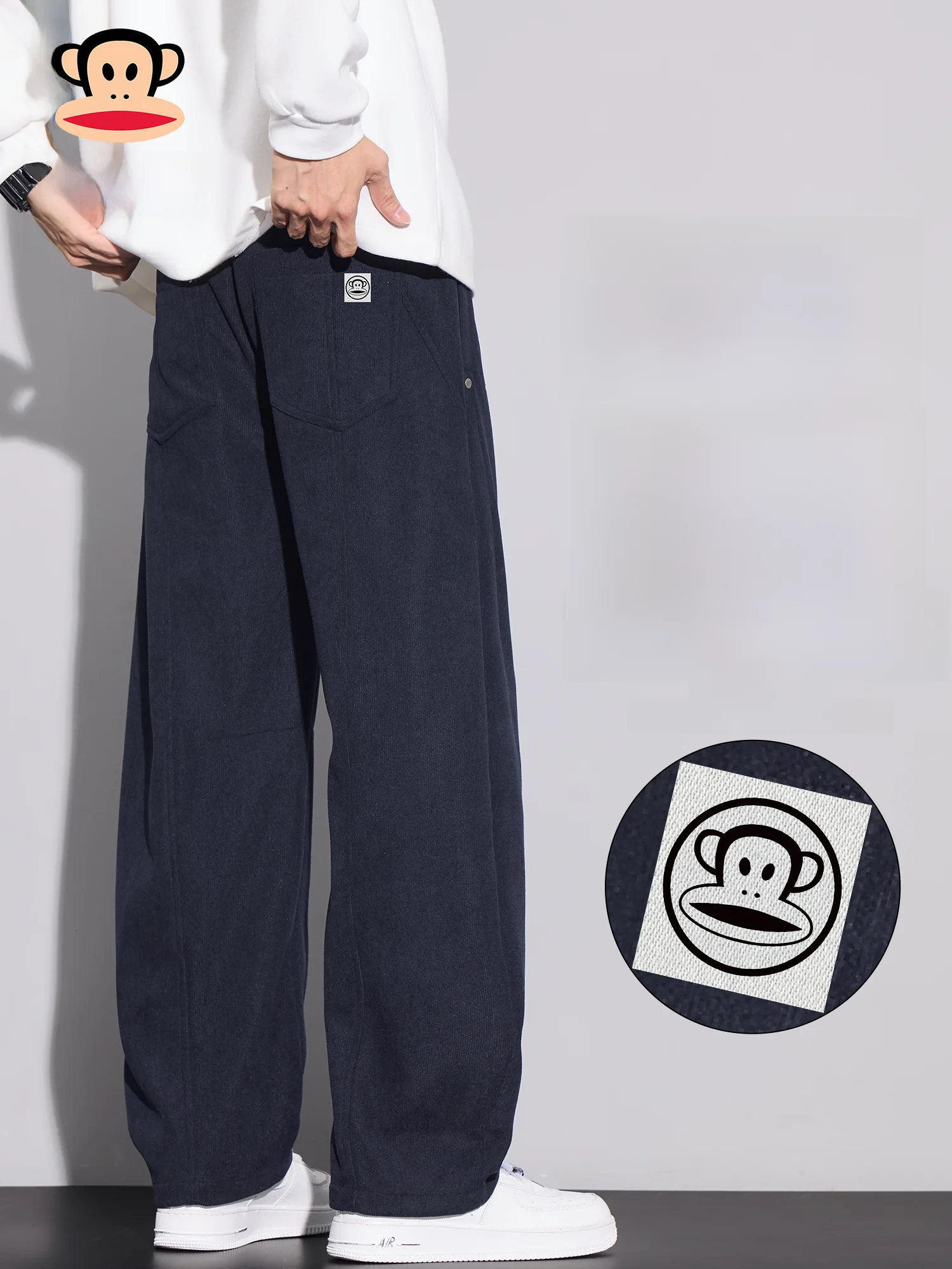 

PaulFrank Spring New Loose Comfortable Straight Leg Casual Pants Men's Simple Sle Drapey Long Trousers Casual Faion